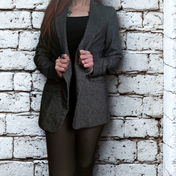 Mango Jackets & Blazers - Mango Charcoal Gray Blazer